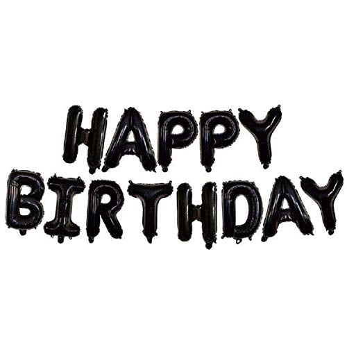 Happy Birthday Alphabet Black Balloon Set